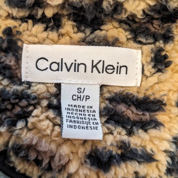 Calvin Klein Leopard Print Sherpa Faux Shearling Zip Vest Women’s Small - Picture 11 of 11